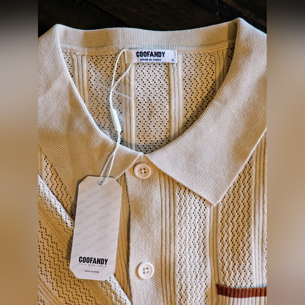 COOFANDY Vintage knit shirt. NWT, XL - Picture 13 of 13
